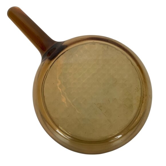 Vintage Vision Corning 7 inch Amber Glass Skillet Waffle Bottom Pyrex Lid - Picture 8 of 9